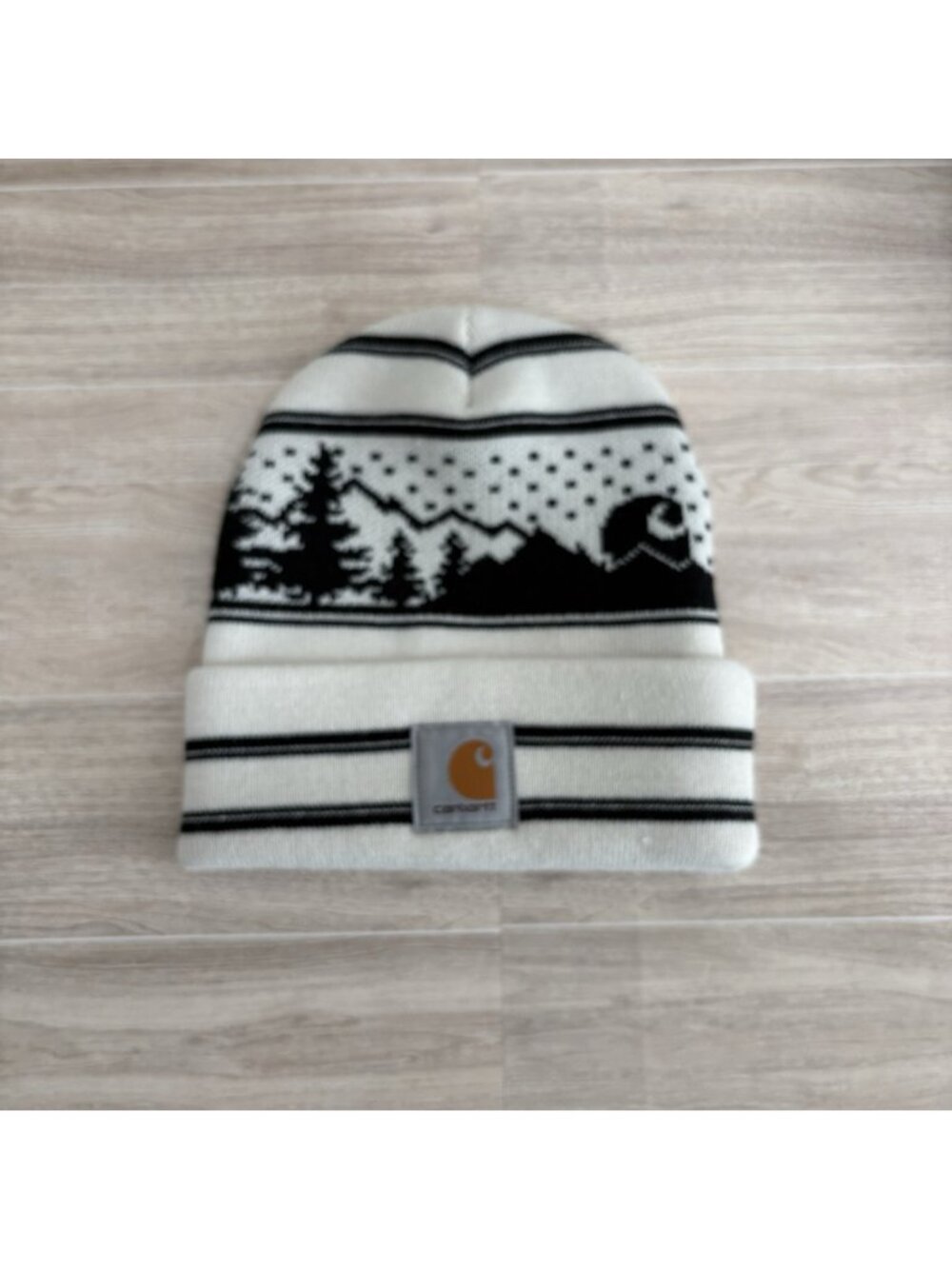 Carhartt Unisex White Black Holiday Knit Beanie